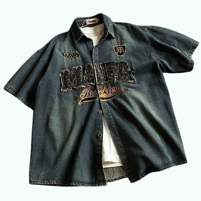 American casual style denim embroidery shirt D0204