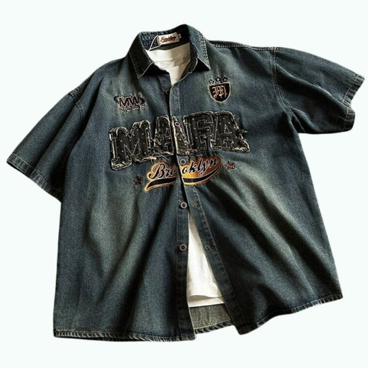 American casual style denim embroidery shirt D0204