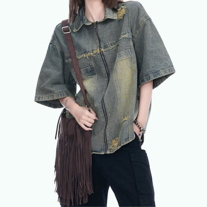 Half sleeve denim jacket D0205