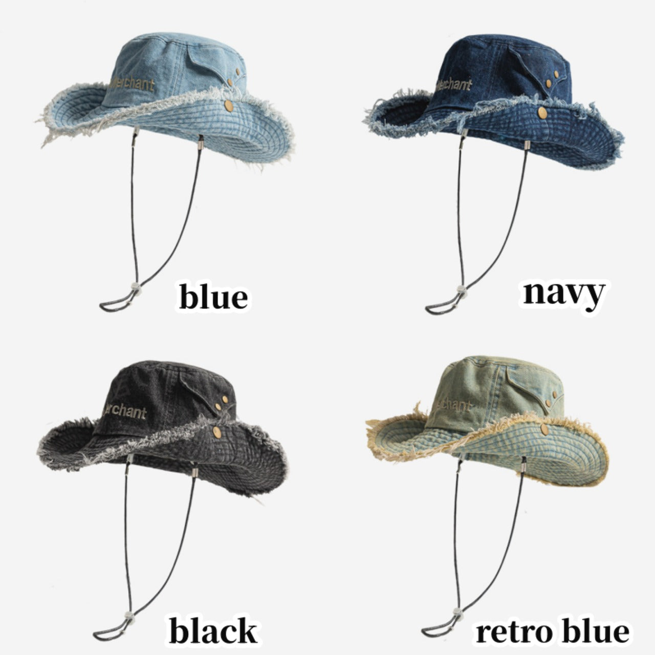〇Fringe denim safari hat D0215