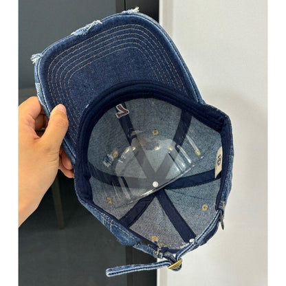 Distressed denim embroidery cap D0212