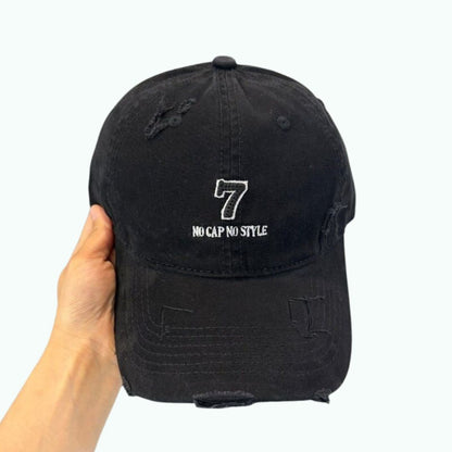 Distressed denim embroidery cap D0212