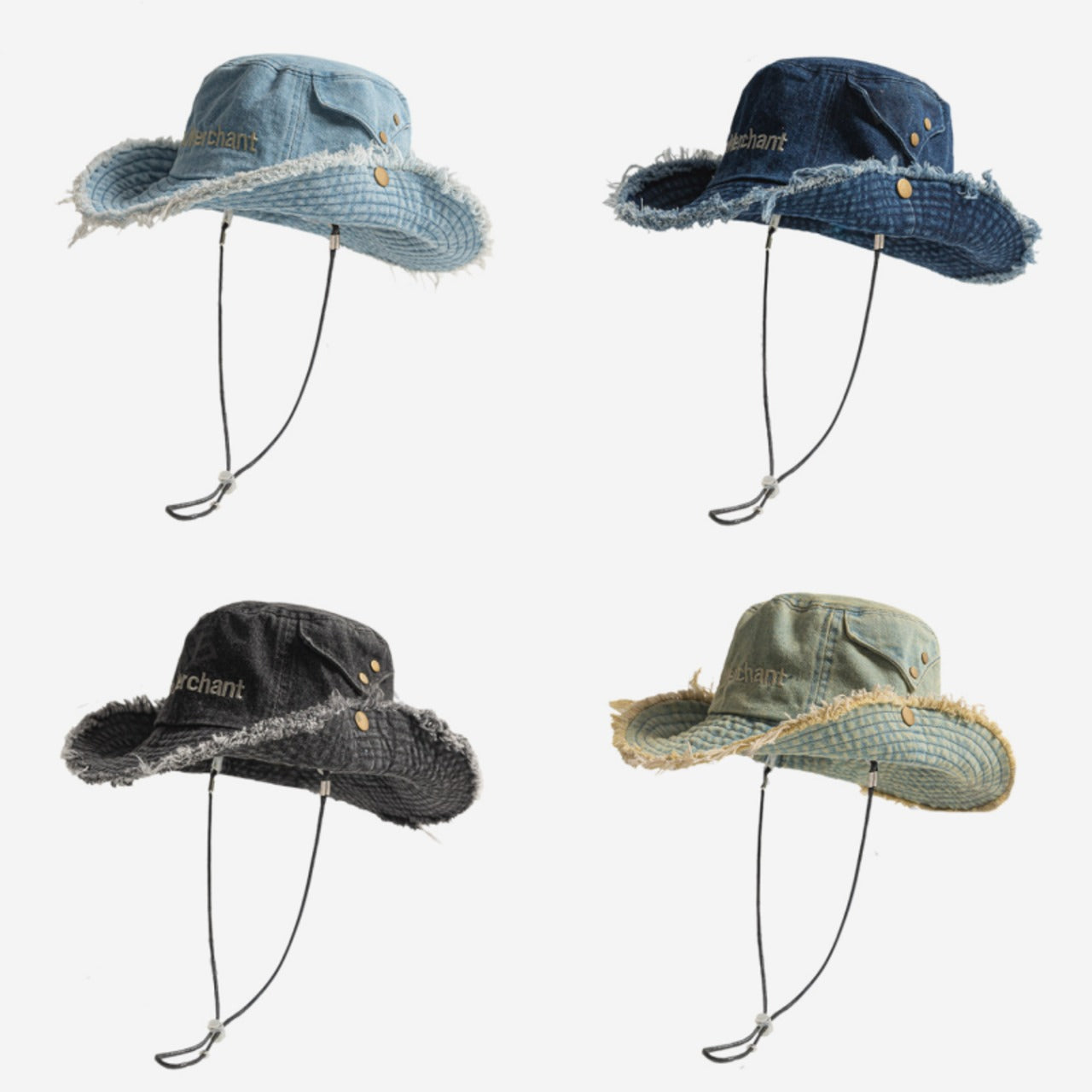 〇Fringe denim safari hat D0215