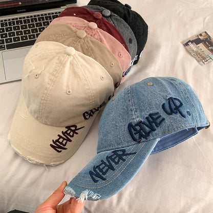 Distressed denim cap D0211