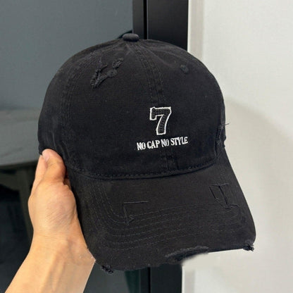 Distressed denim embroidery cap D0212