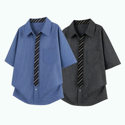 Faux-tie short-sleeve shirt D0224