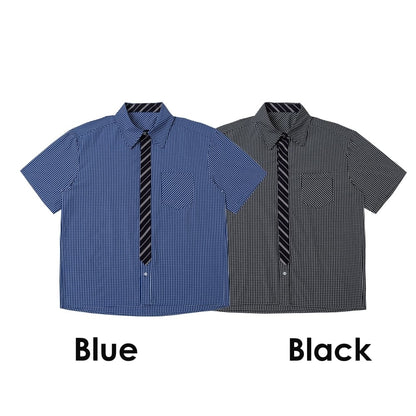 Faux-tie short-sleeve shirt D0224