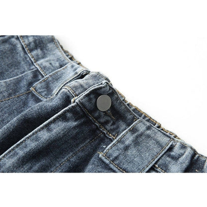 Gingham check shirt & denim pants D0218