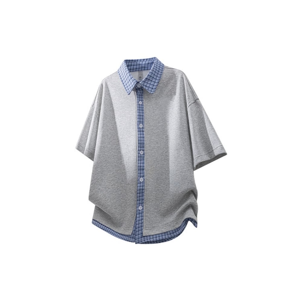 Short-sleeve plaid shirt D0225