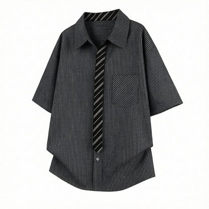 Faux-tie short-sleeve shirt D0224
