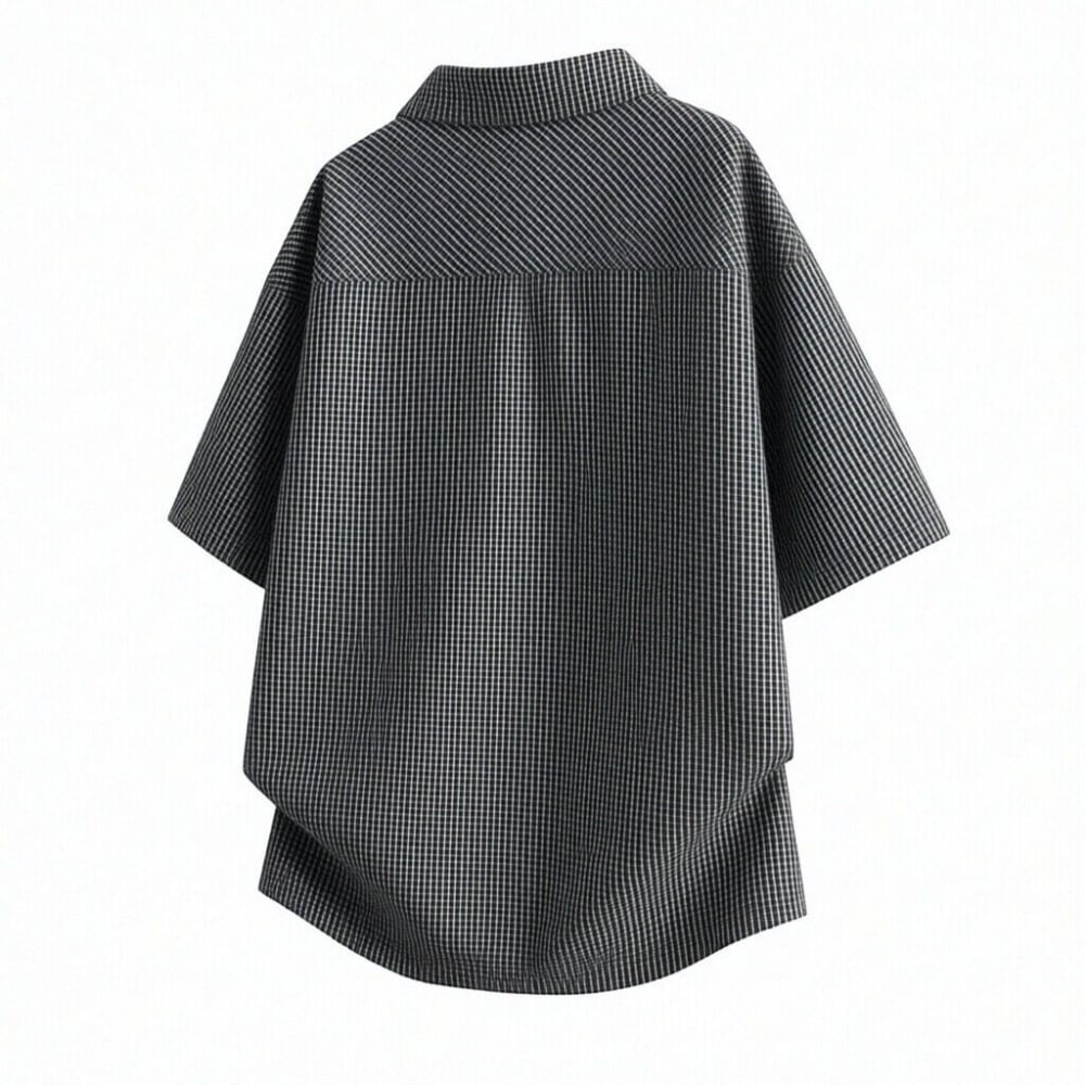 Faux-tie short-sleeve shirt D0224