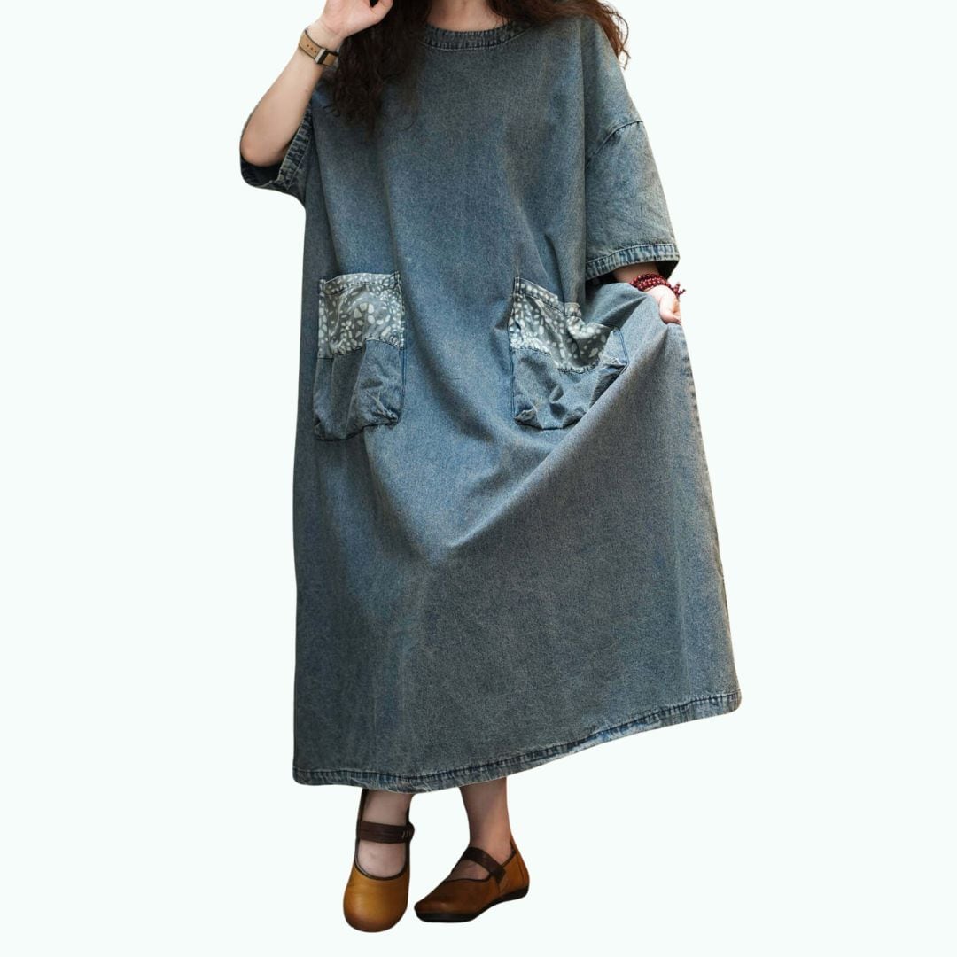 Retro Denim Maxi Dress D0239