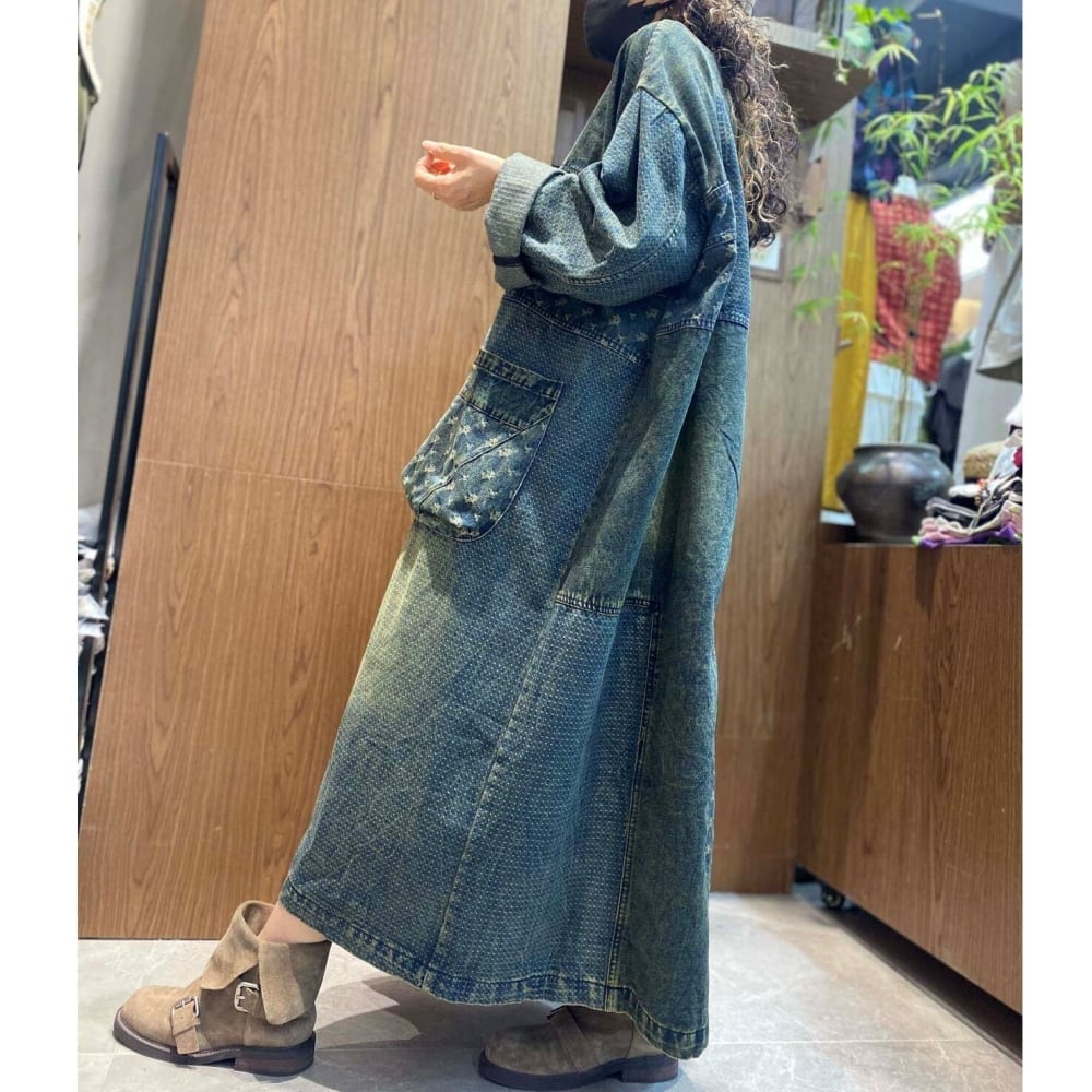 Retro Patchwork Denim Dress D0242