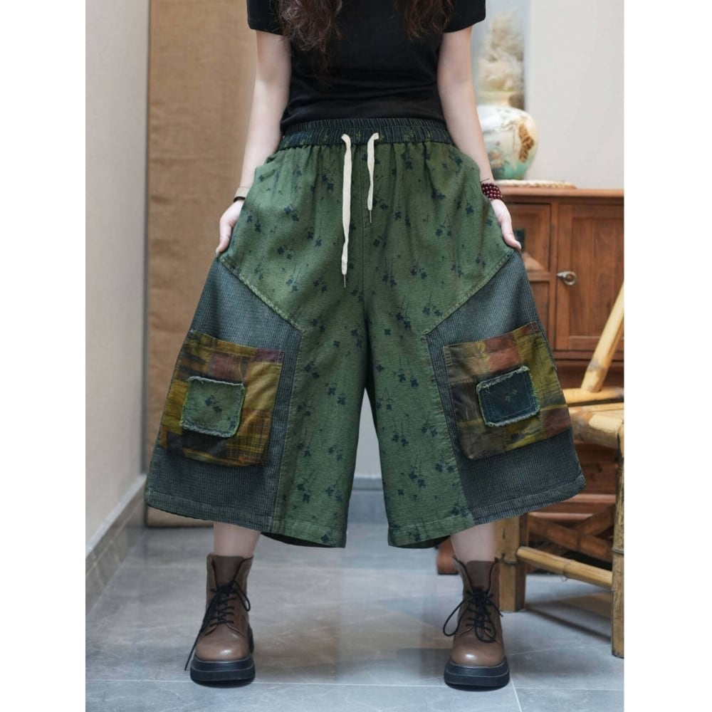 Wide-leg cropped pants D0243