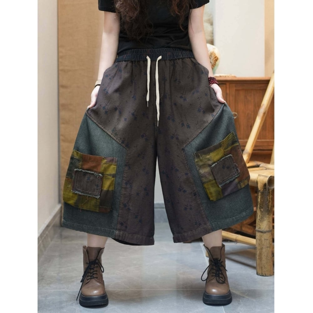 Wide-leg cropped pants D0243
