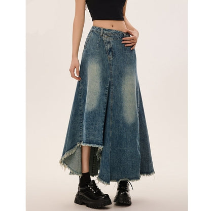 Asymmetric denim skirt D0232