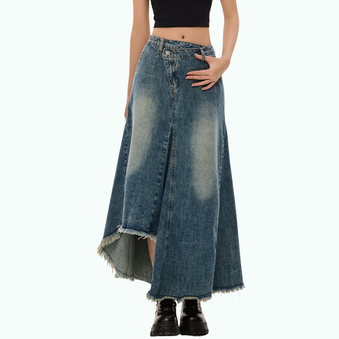 Asymmetric denim skirt D0232
