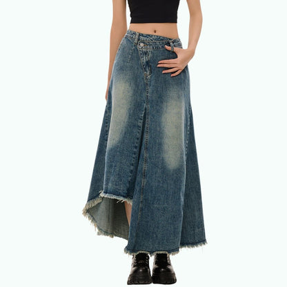 Asymmetric denim skirt D0232