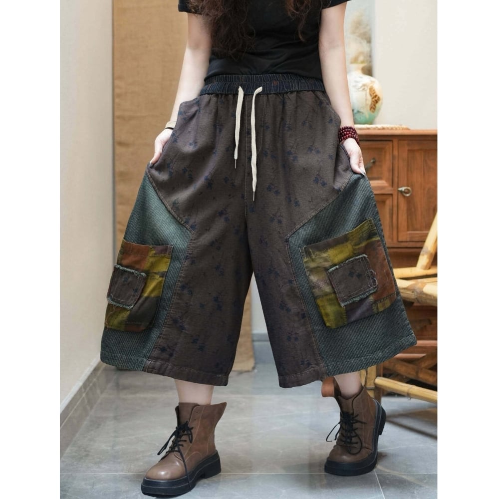 Wide-leg cropped pants D0243