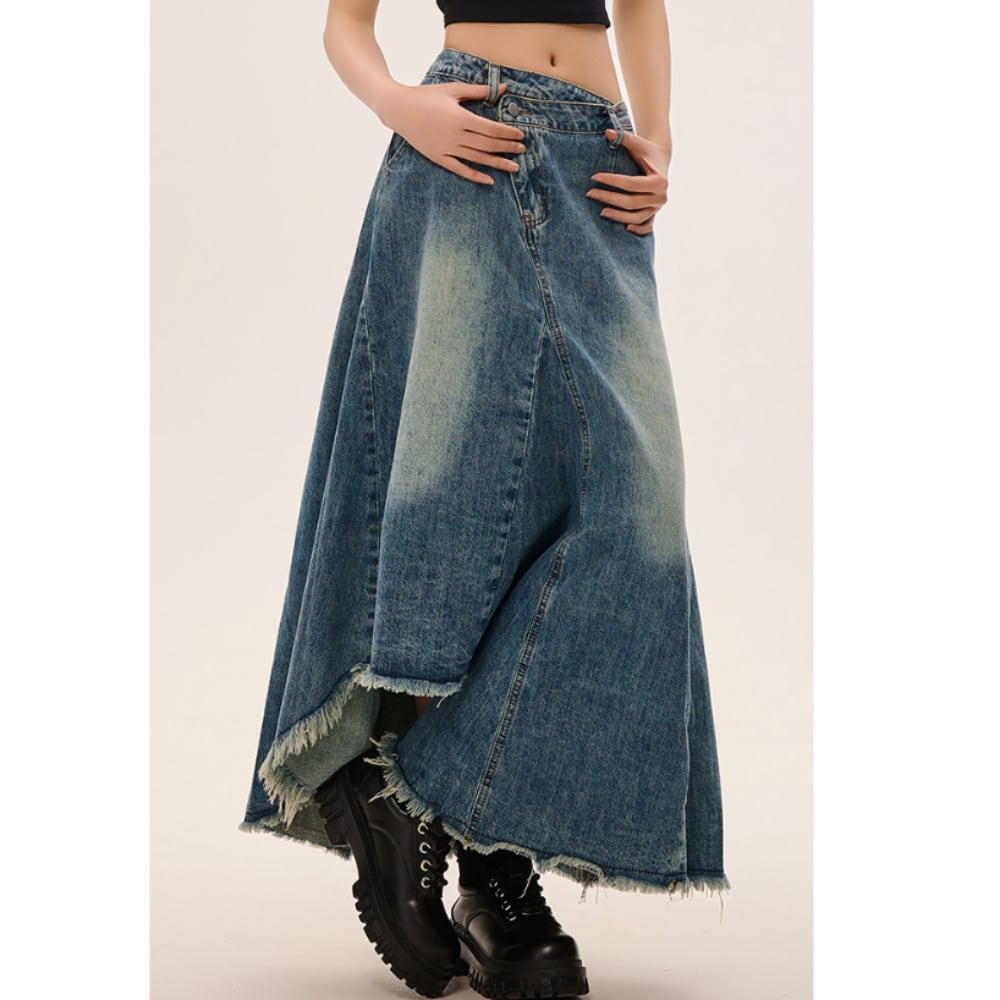 Asymmetric denim skirt D0232