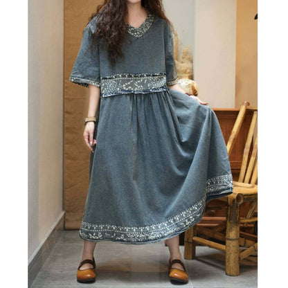 Patchwork Denim Dress D0240