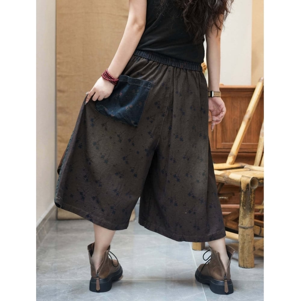 Wide-leg cropped pants D0243