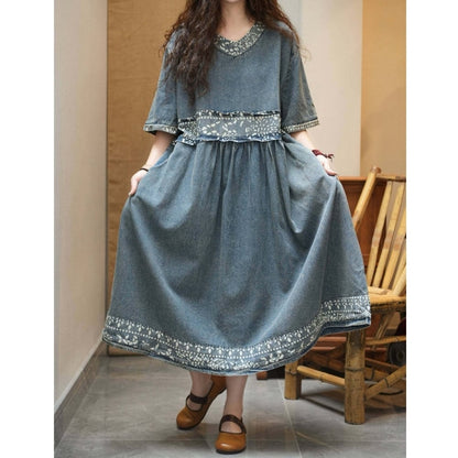 Patchwork Denim Dress D0240
