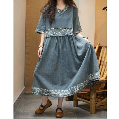 Patchwork Denim Dress D0240
