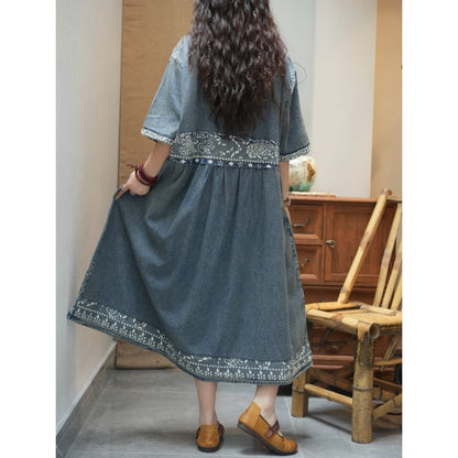 Patchwork Denim Dress D0240