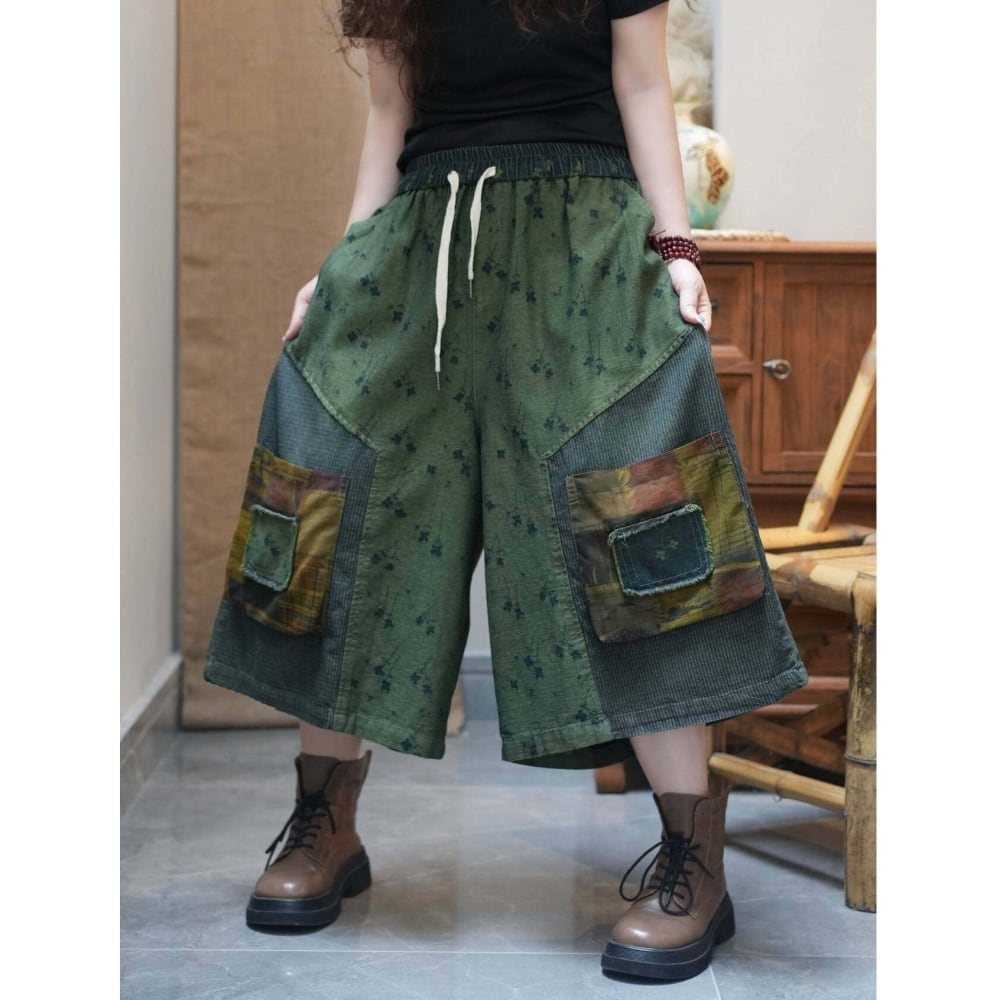 Wide-leg cropped pants D0243