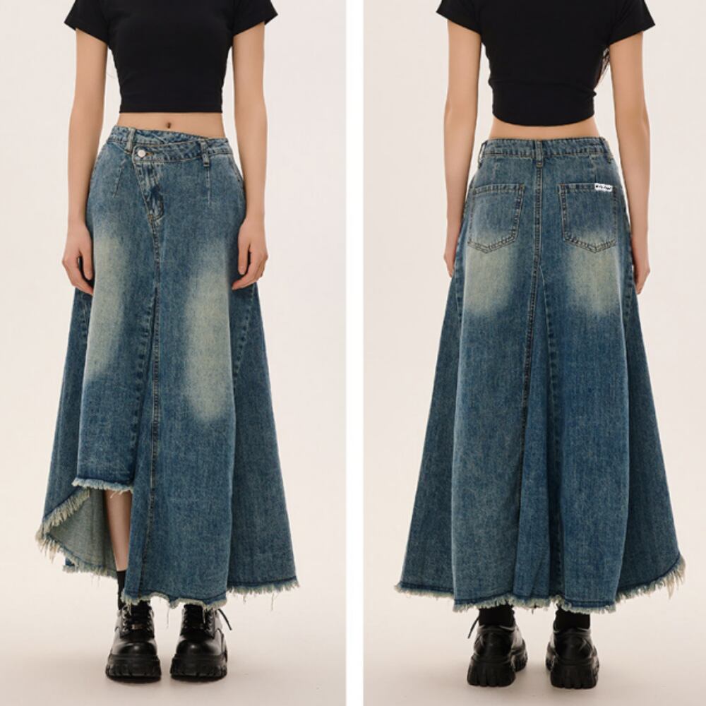 Asymmetric denim skirt D0232
