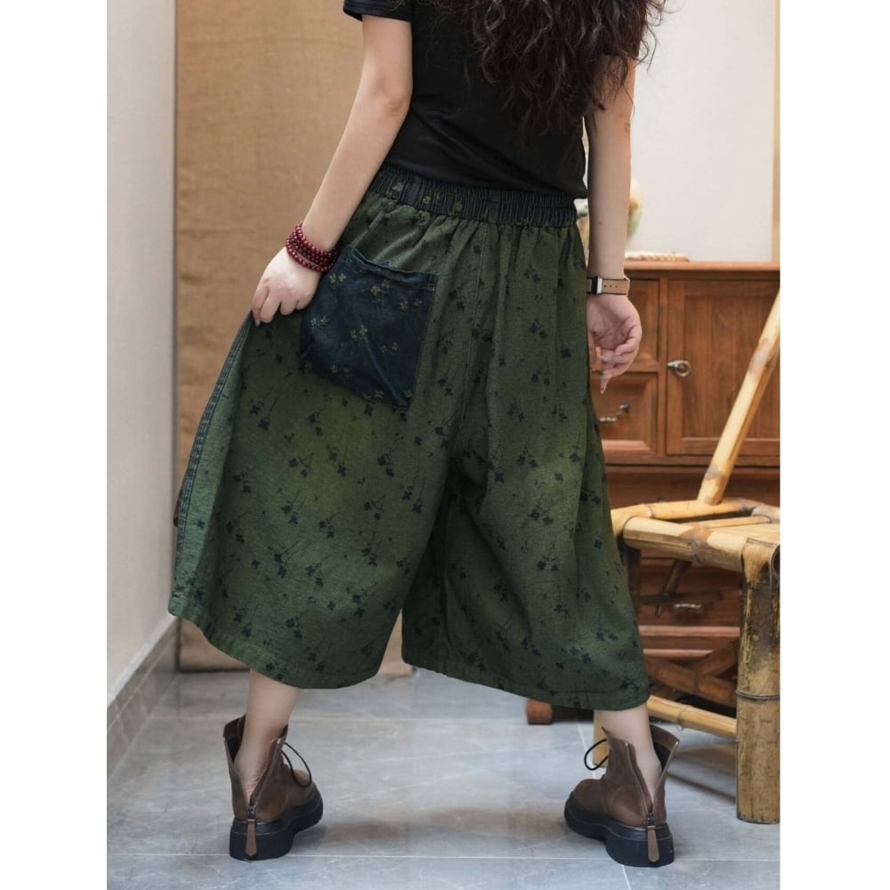 Wide-leg cropped pants D0243
