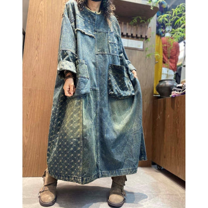 Retro Patchwork Denim Dress D0242