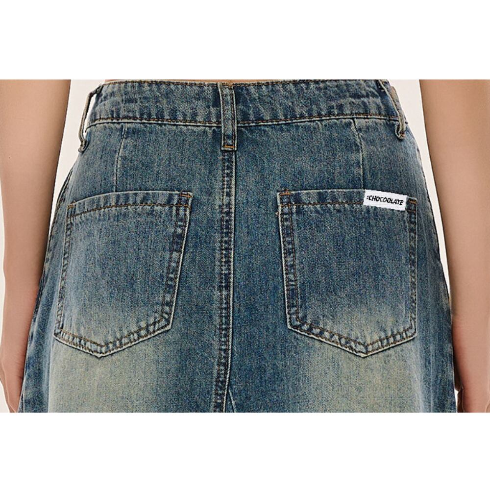 Asymmetric denim skirt D0232