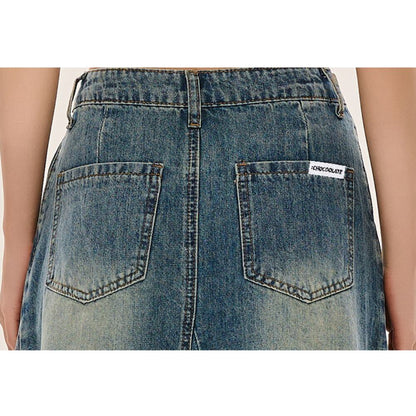 Asymmetric denim skirt D0232