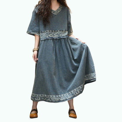 Patchwork Denim Dress D0240