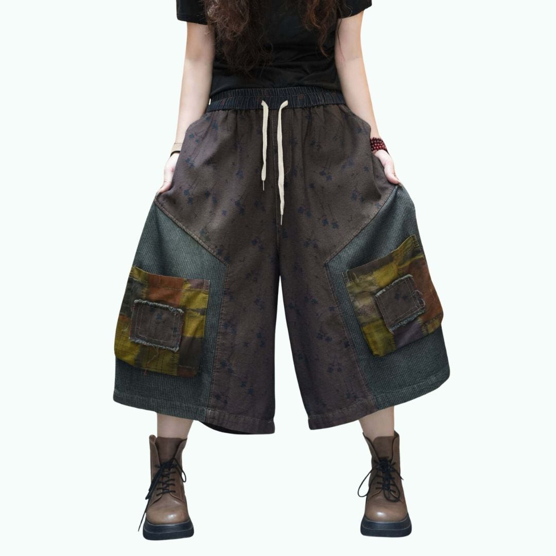 Wide-leg cropped pants D0243