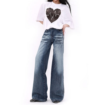 Wide-leg flare denim jeans D0252