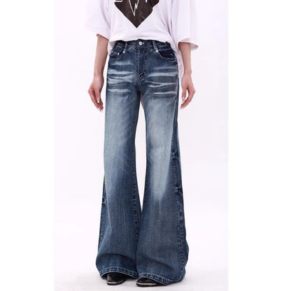 Wide-leg flare denim jeans D0252