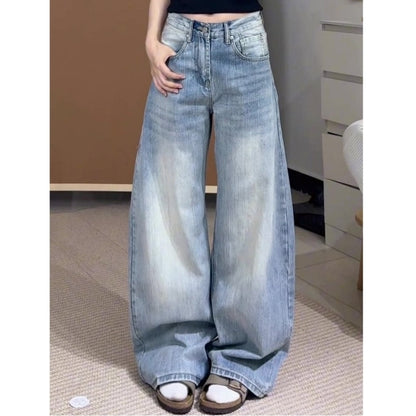 Washed Curved Denim Jeans D0249