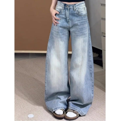 Washed Curved Denim Jeans D0249