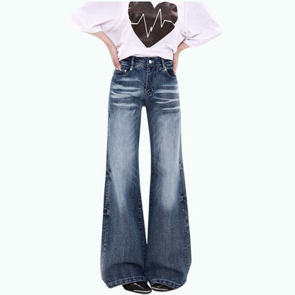 Wide-leg flare denim jeans D0252