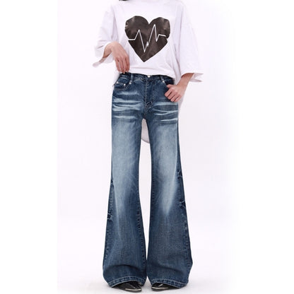Wide-leg flare denim jeans D0252