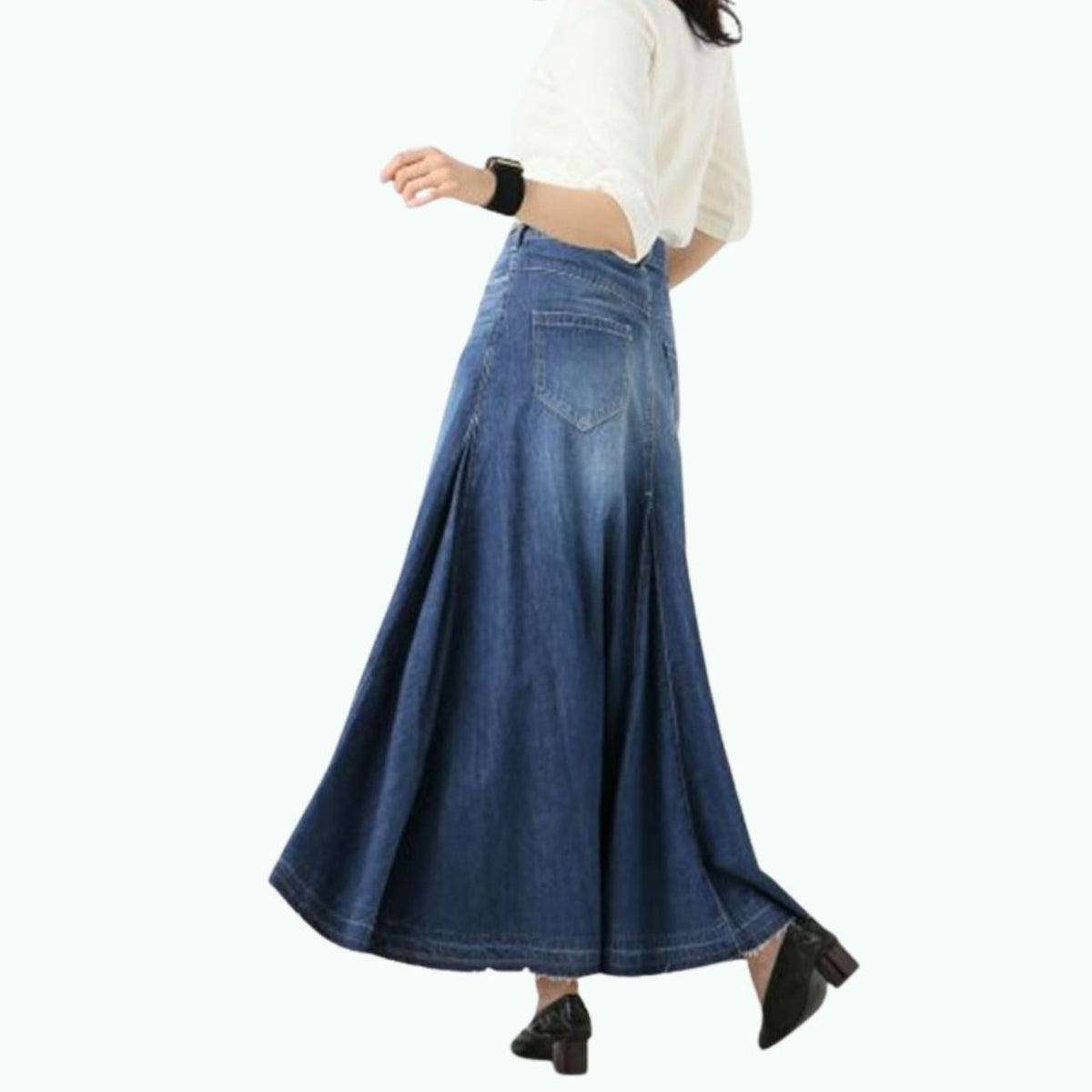 Long denim skirt D0253