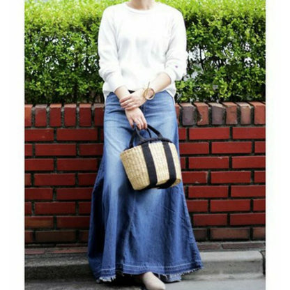 Long denim skirt D0253