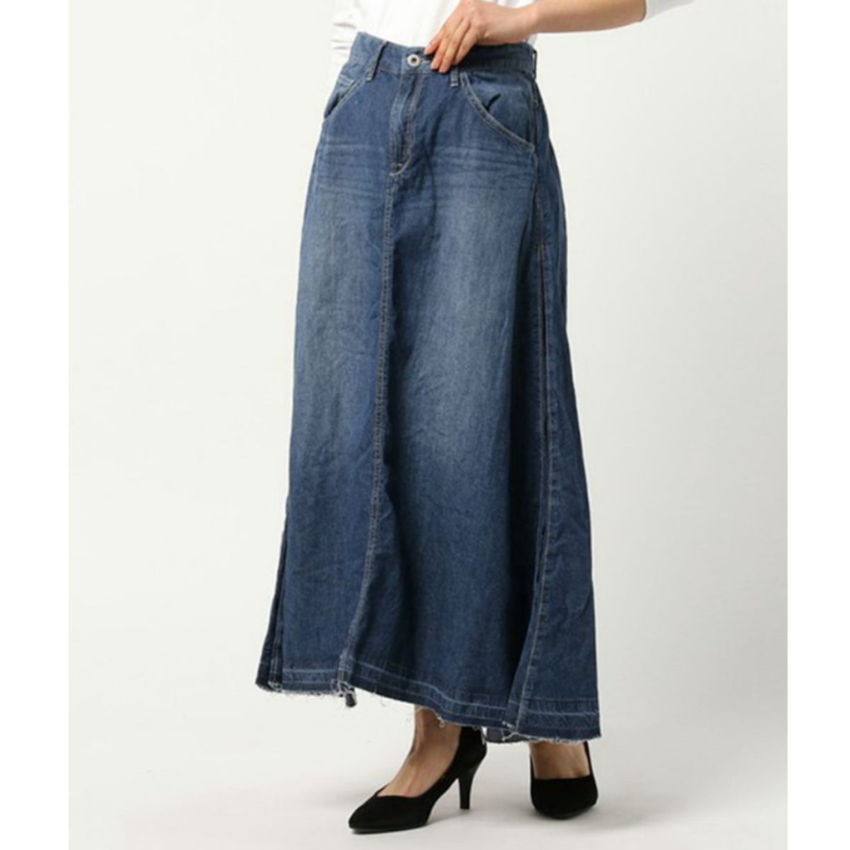 Long denim skirt D0253