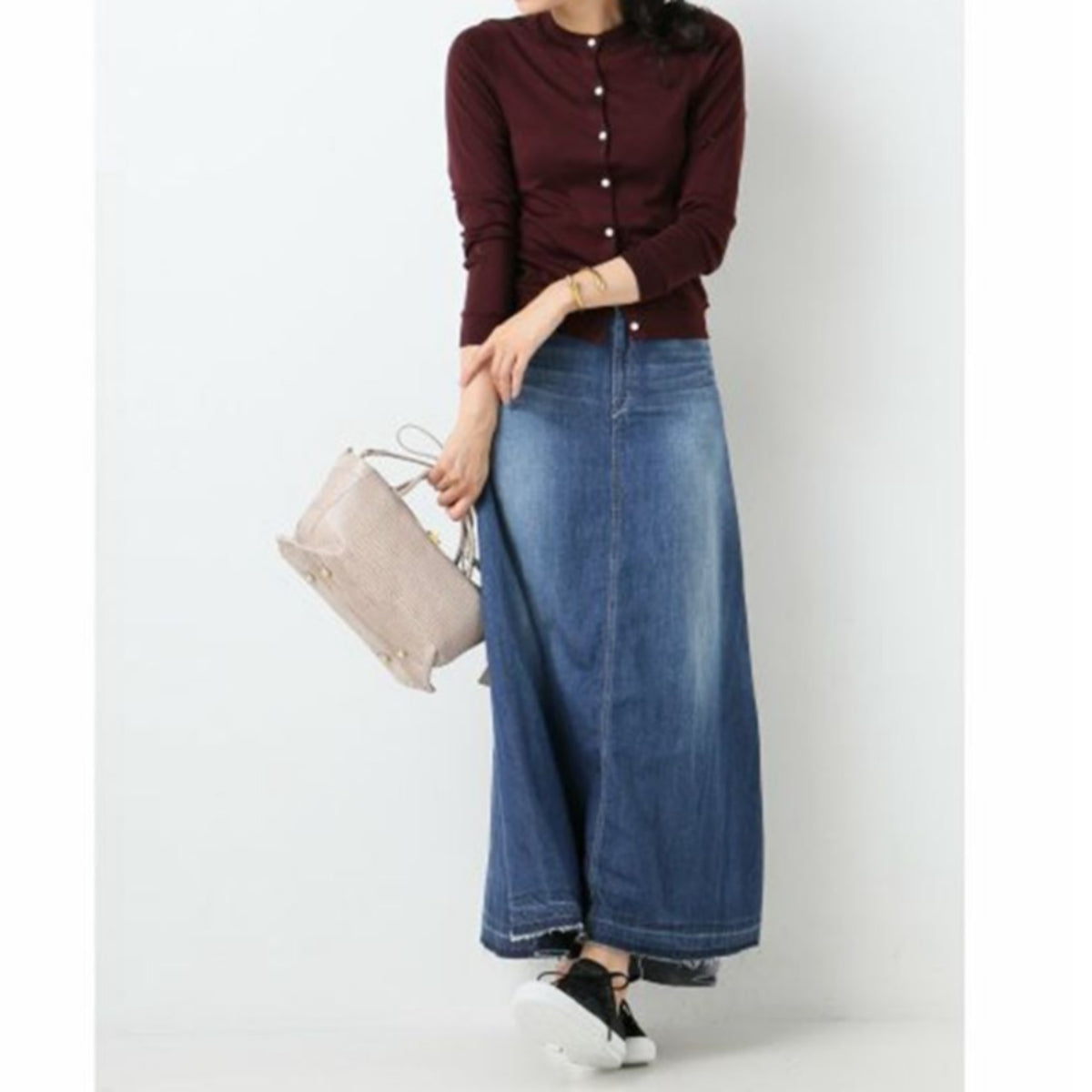 Long denim skirt D0253