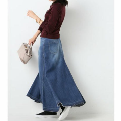 Long denim skirt D0253
