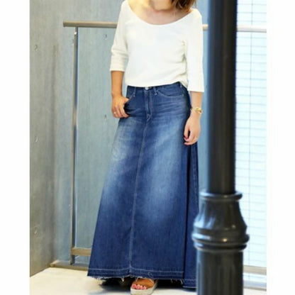 Long denim skirt D0253