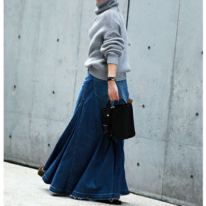 Long denim skirt D0253